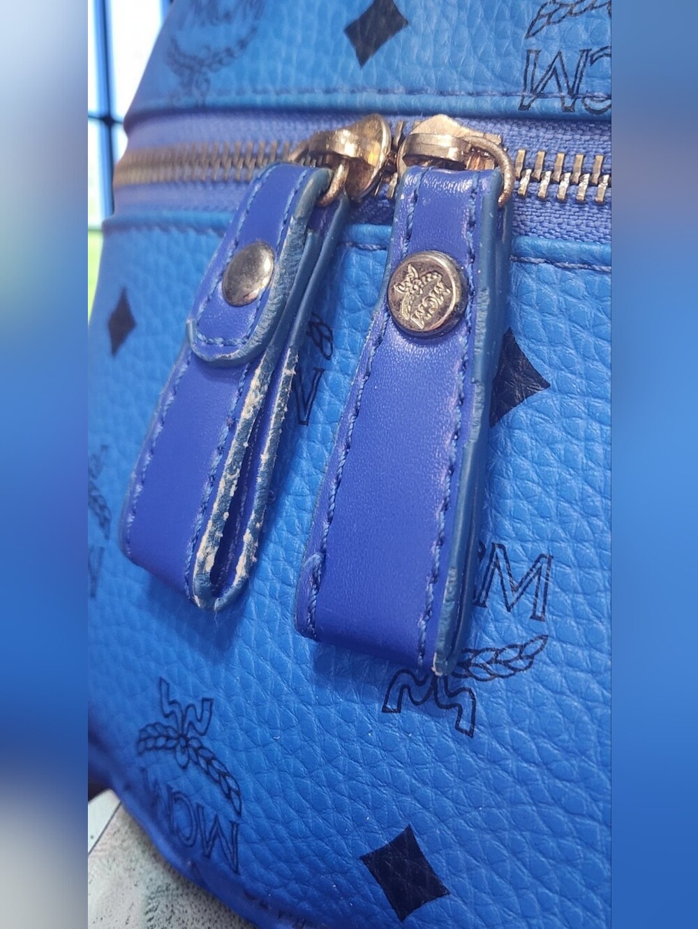 MCM Stark Studded Backpack In Vibrant Blue Visetos Coated Canvas - Picture 10 of 16